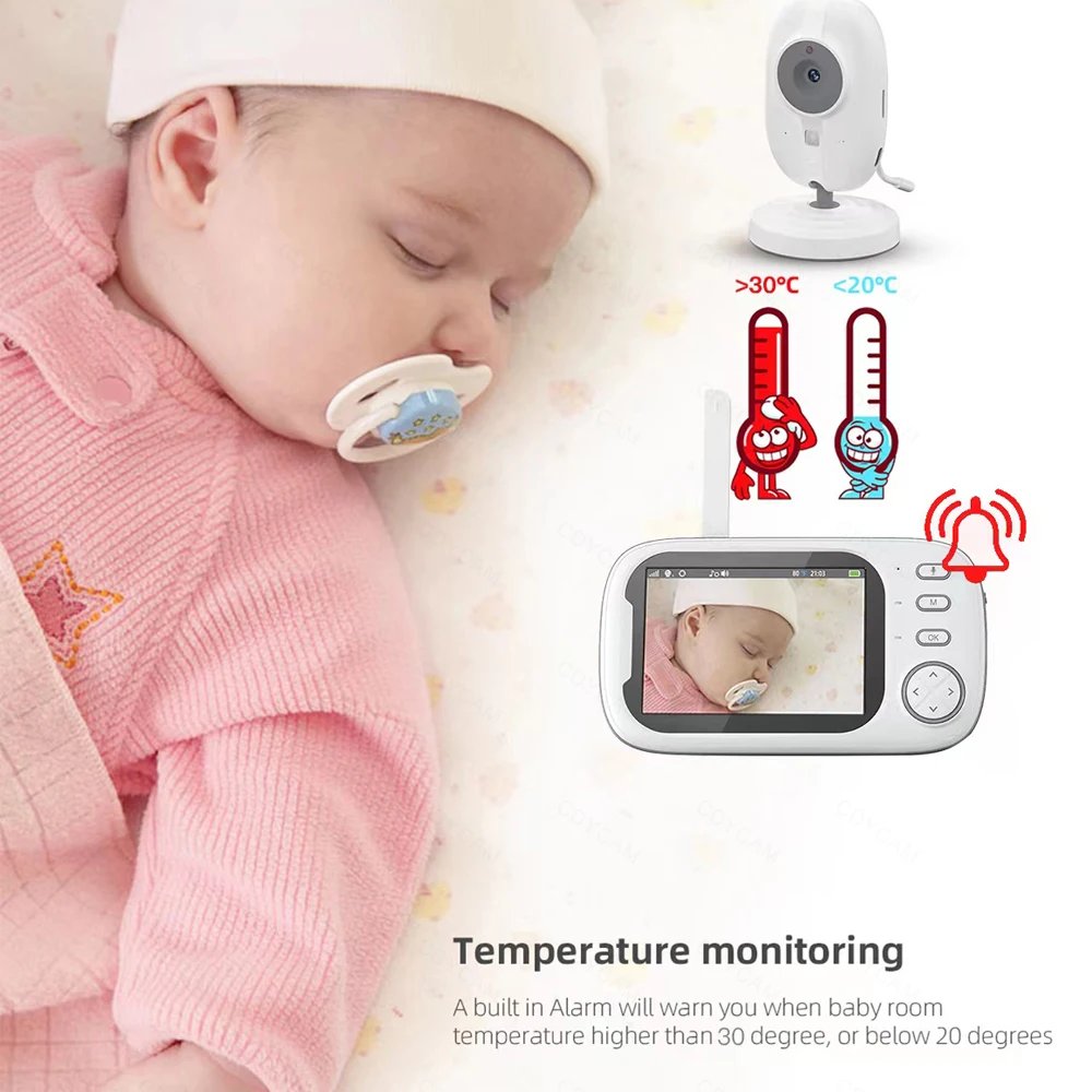 Wireless Video Home Baby camera Monitor - Night Vision Temperature Monitoring 2 Way Audio Talk Baby