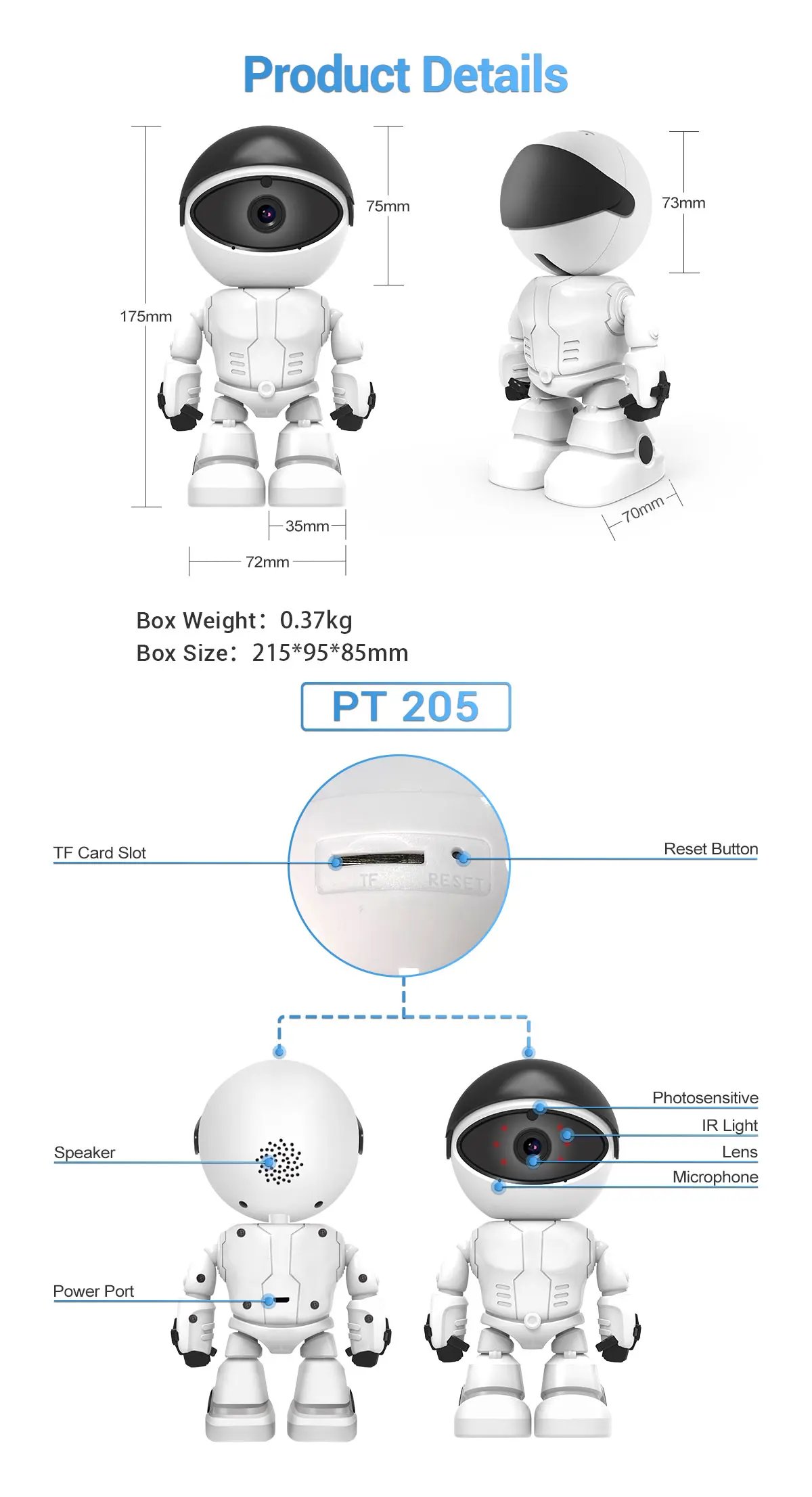 HONTUSEC YOOSEE Robot Camera Wifi 5MP Indoor Home Security Camera Night Vision Two Way Audio Auto Tracking Indoor Baby Monitor