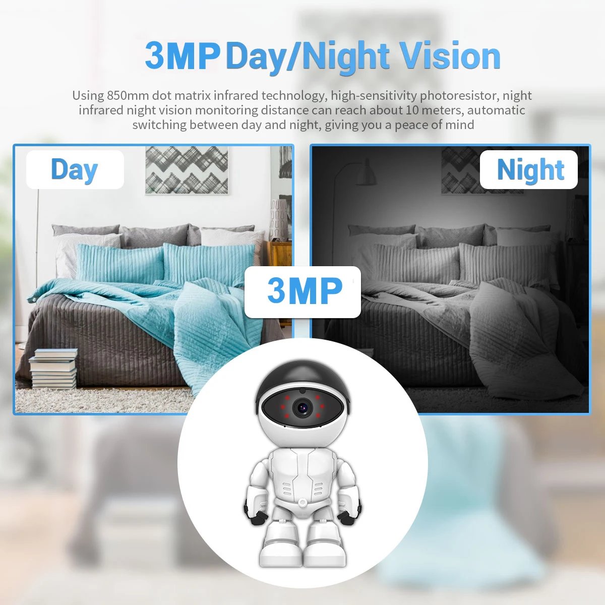 HONTUSEC YOOSEE Robot Camera Wifi 5MP Indoor Home Security Camera Night Vision Two Way Audio Auto Tracking Indoor Baby Monitor