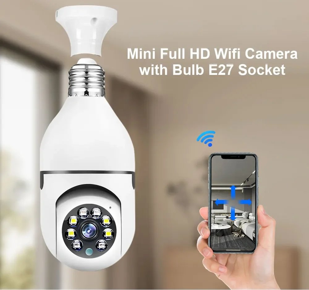 Bulb IP cctv camera - Surveillance Camera Automatic Human Tracking 4X Digital Zoom Full Color Night Vision Indoor Security Monitor