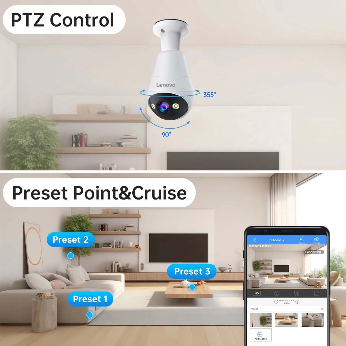 Bulb Security ip cctv Camera - Full Color Night Vision Two-Way Voice Intercom Smart Home Wireless Camera