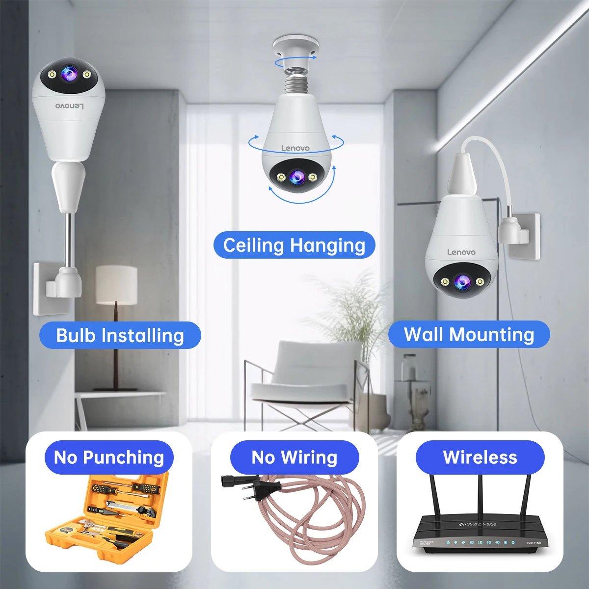 Bulb Security ip cctv Camera - Full Color Night Vision Two-Way Voice Intercom Smart Home Wireless Camera