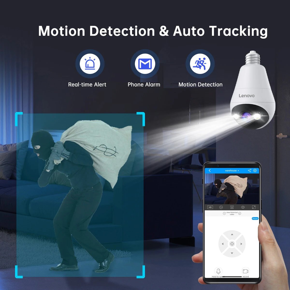 Bulb Security ip cctv Camera - Full Color Night Vision Two-Way Voice Intercom Smart Home Wireless Camera