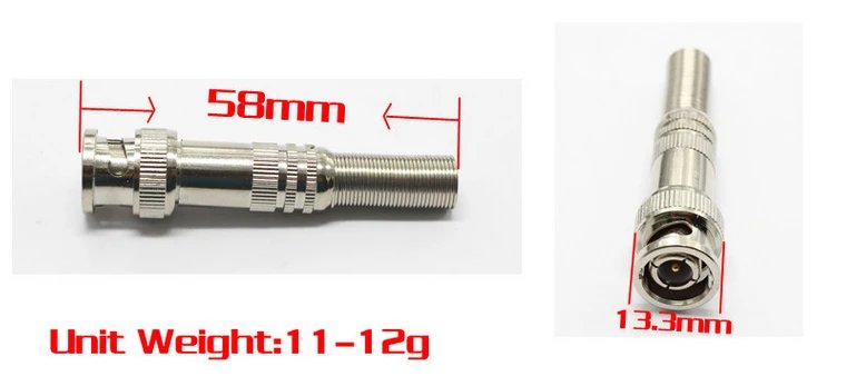 Male Solderless BNC Male Female Connector - for Cctv Camera System Connectors Coaxial CCTV Camera Accessories