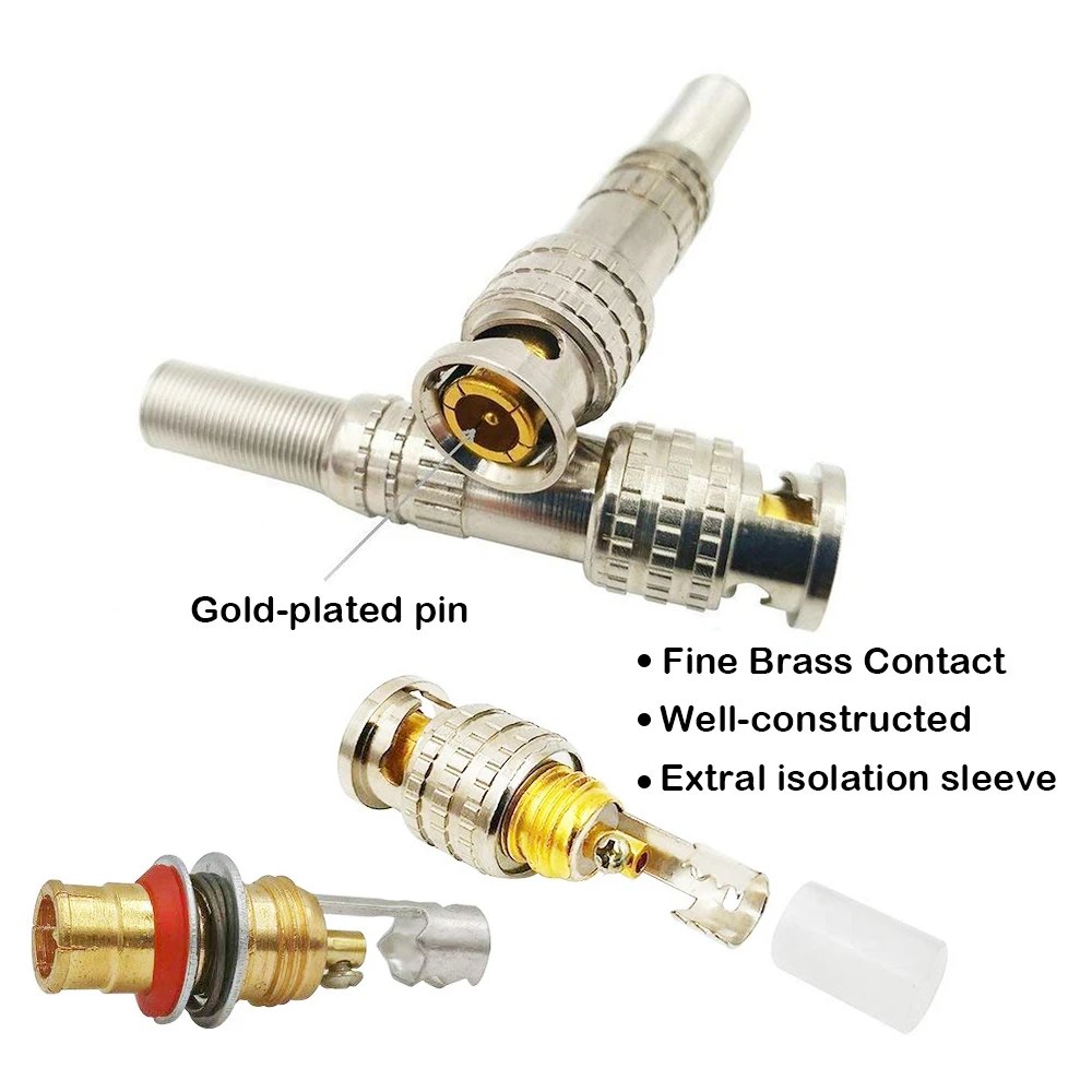 Male Solderless BNC Male Female Connector - for Cctv Camera System Connectors Coaxial CCTV Camera Accessories