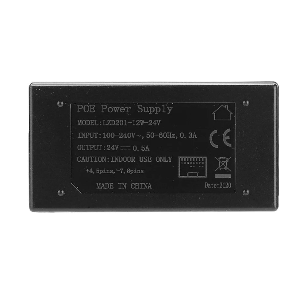 POE Power Supply DC Adapter 24V - 0.5A 24W Desktop POE Power Injector Ethernet Adapter Surveillance CCTV AC/DC Adapter Accessories