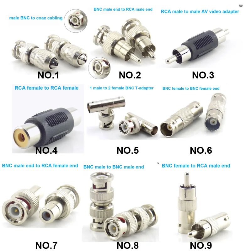 male female to BNC RCA male female adapter - plug Coax Cable Video audio wire Converter Connector for CCTV Camera Q1