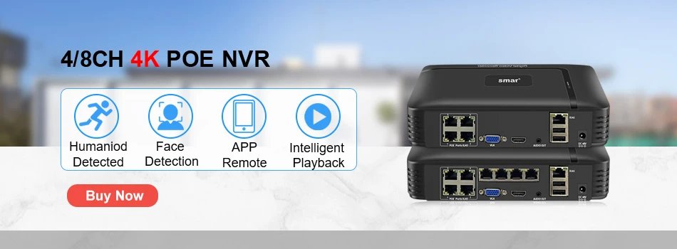 Security Video Recorder Motion Detect - Max 4K Output CCTV NVR Face Detection 9CH 10CH /16CH 32CH 4K