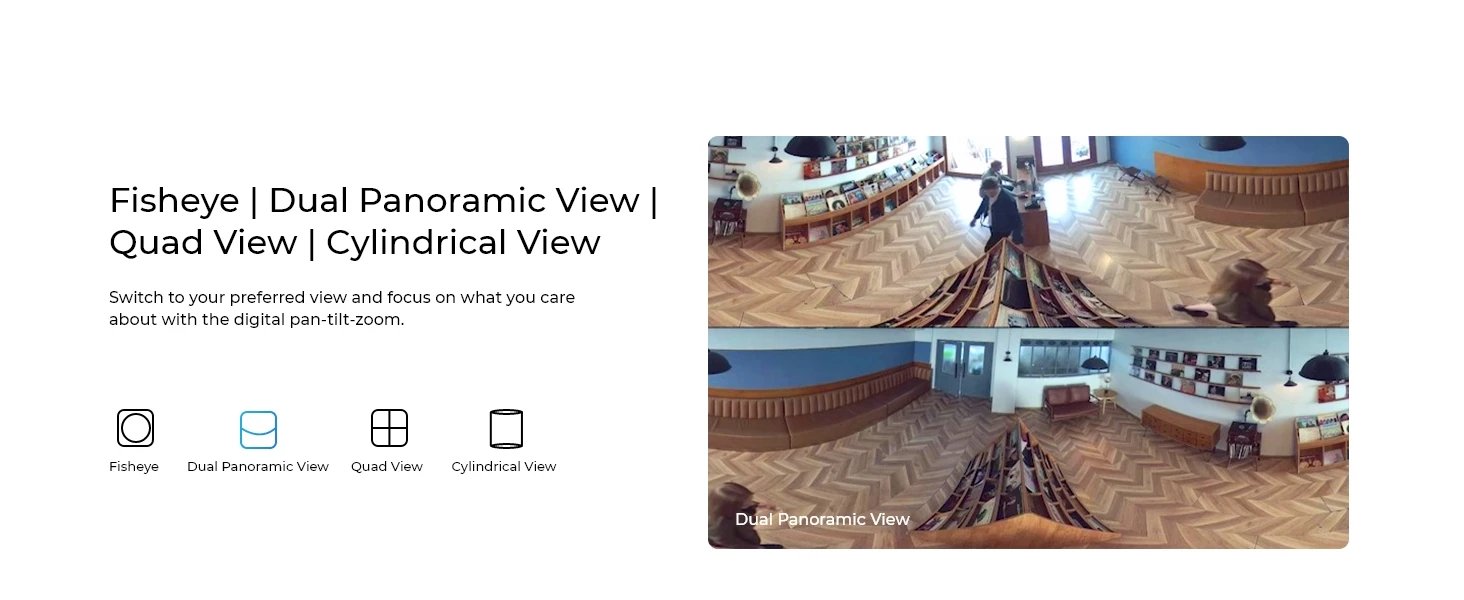WiFi Security Camera - 2.4/5GHz Wireless Indoor Camera 2-Way Audio Smart Detection 360° Panorama PoE Cameras