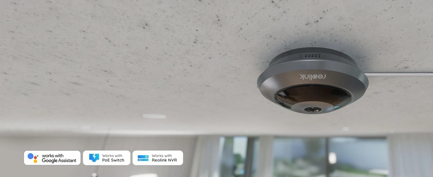 WiFi Security Camera - 2.4/5GHz Wireless Indoor Camera 2-Way Audio Smart Detection 360° Panorama PoE Cameras