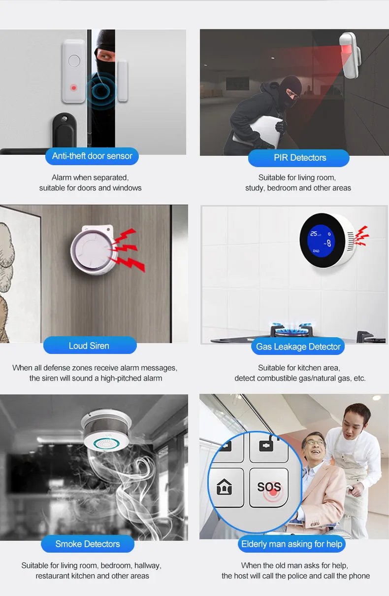 wireless Alarm System for Home - Wireless Security Alarm House Smart Life App Control work with ALexa