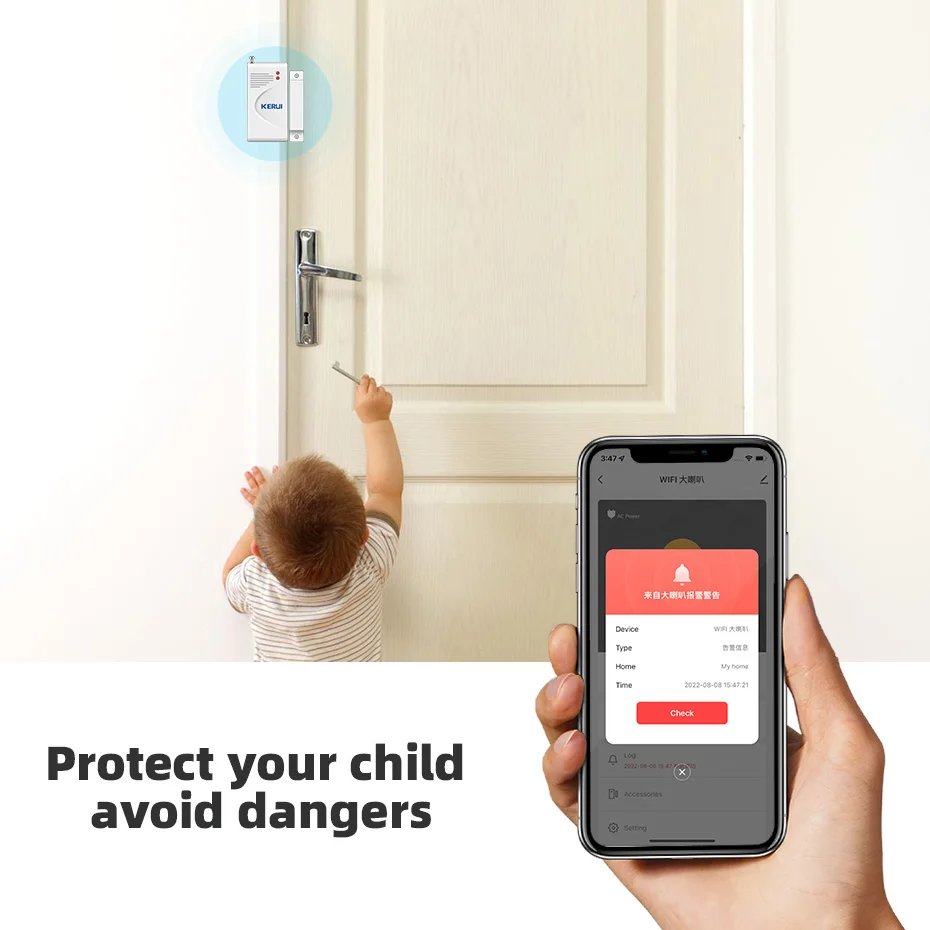 WIFI Wireless Security Alarm System - Door Sensor Compatible Google Home Alexa