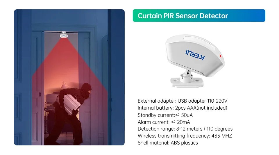 WIFI Wireless Security Alarm System - Door Sensor Compatible Google Home Alexa
