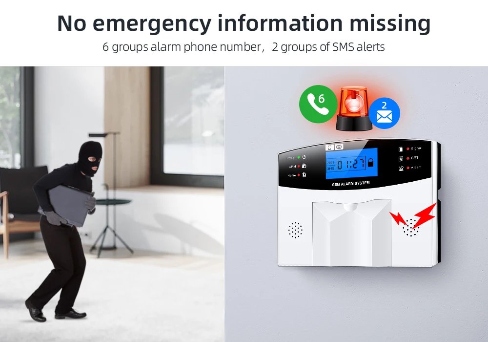 Wifi Alarm Security 433MHz Wireless - Smart Home Burglar Alarm System APP Control Motion Detector Door Sensor