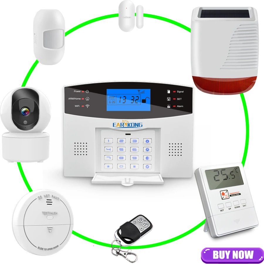 Wired & Wireless WiFi GSM Home - Burglar Security Alarm System 433MHz Host Spanish French English Russian Italian Tuya Smart APP