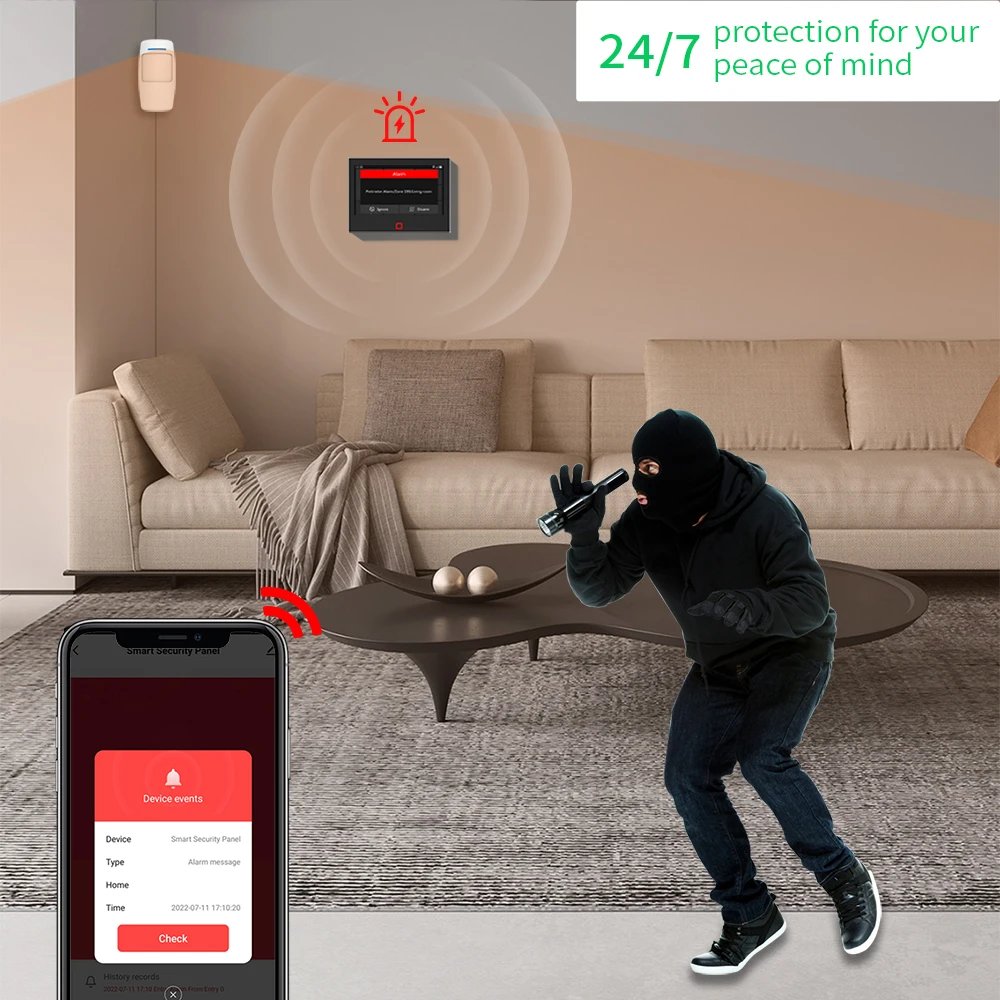 Alarm System Wireless WiFi - 4G Tuya Smart Home Security Protection Works With Alexa Google APP Remote Control