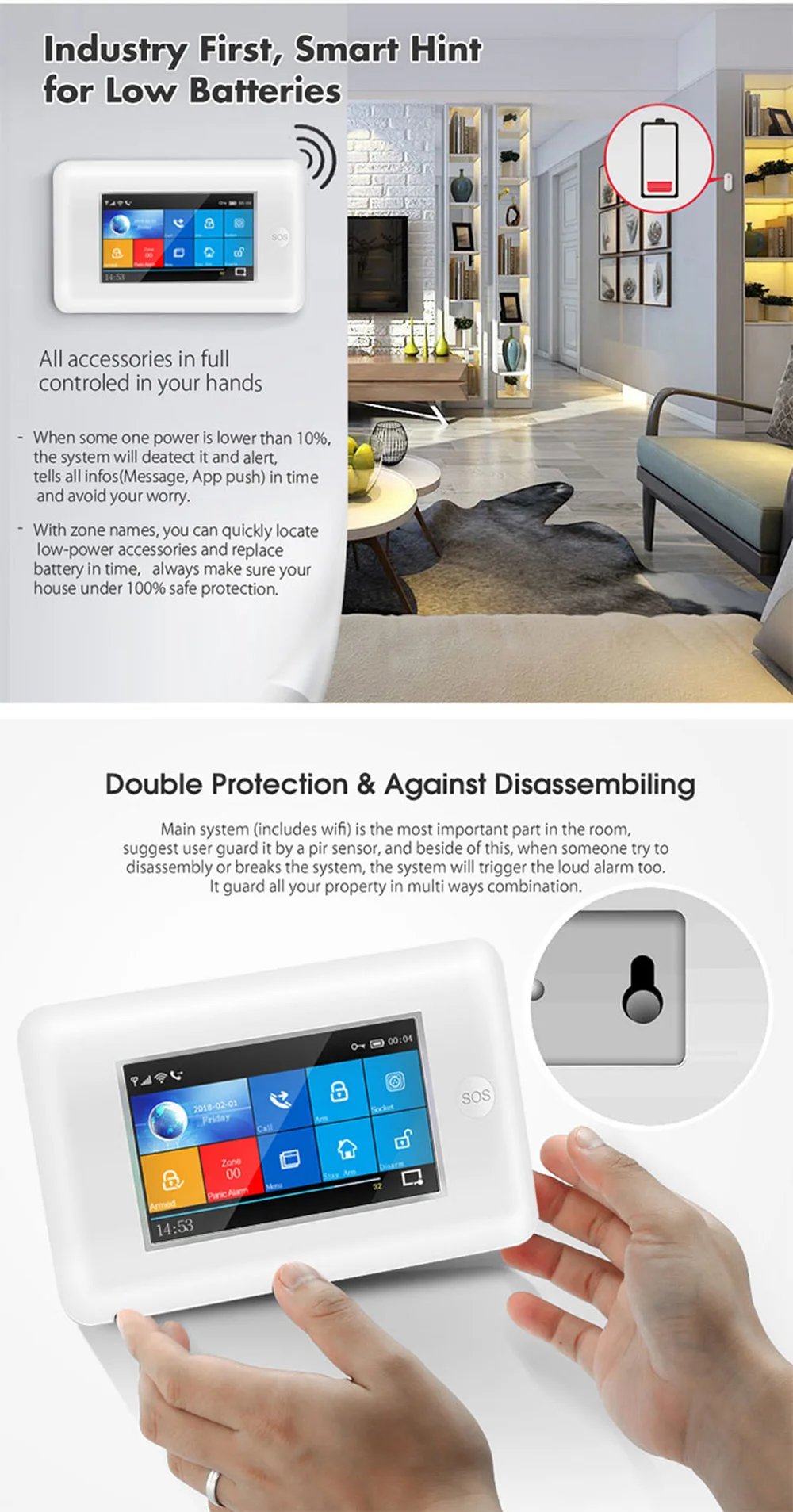 Security Alarms For Home WIFI Wireless - Home Alarm APP Remote Control Compatible With Alexa House Alarm Systems