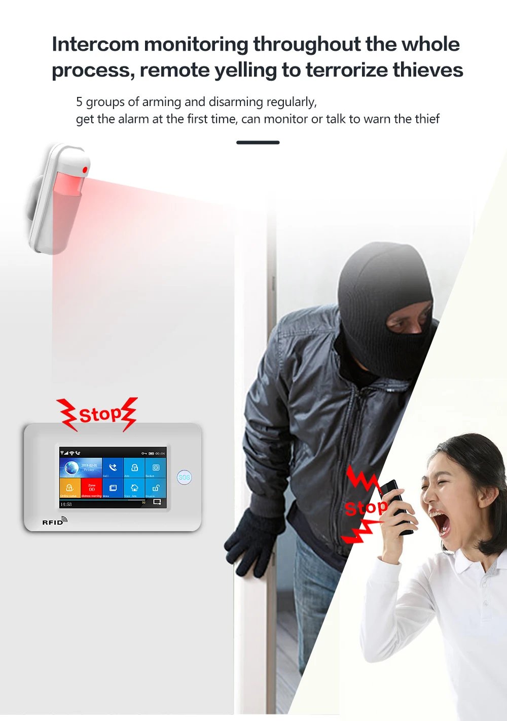 Security Alarms For Home WIFI Wireless - Home Alarm APP Remote Control Compatible With Alexa House Alarm Systems