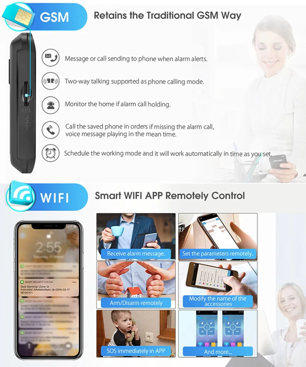 Security Alarms For Home WIFI Wireless - Home Alarm APP Remote Control Compatible With Alexa House Alarm Systems Security Alarms For Home WIFI Wireless - Home Alarm APP Remote Control Compatible With Alexa House Alarm Systems