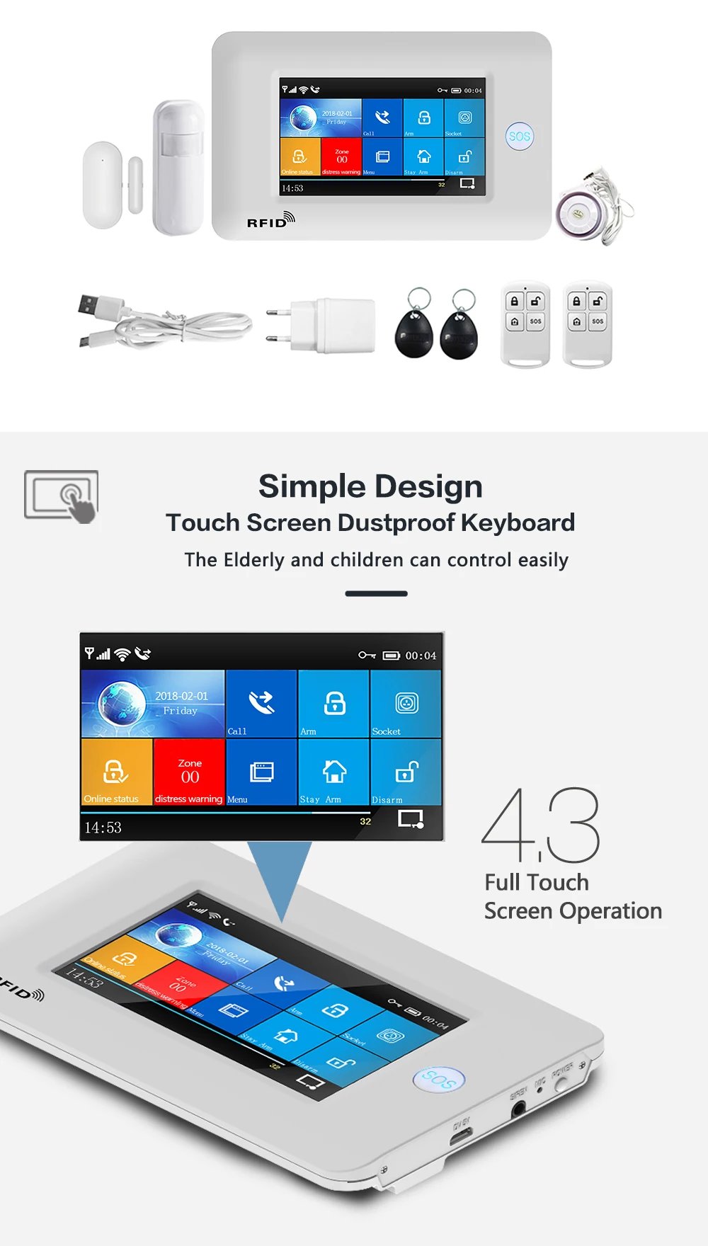 Security Alarms For Home WIFI Wireless - Home Alarm APP Remote Control Compatible With Alexa House Alarm Systems