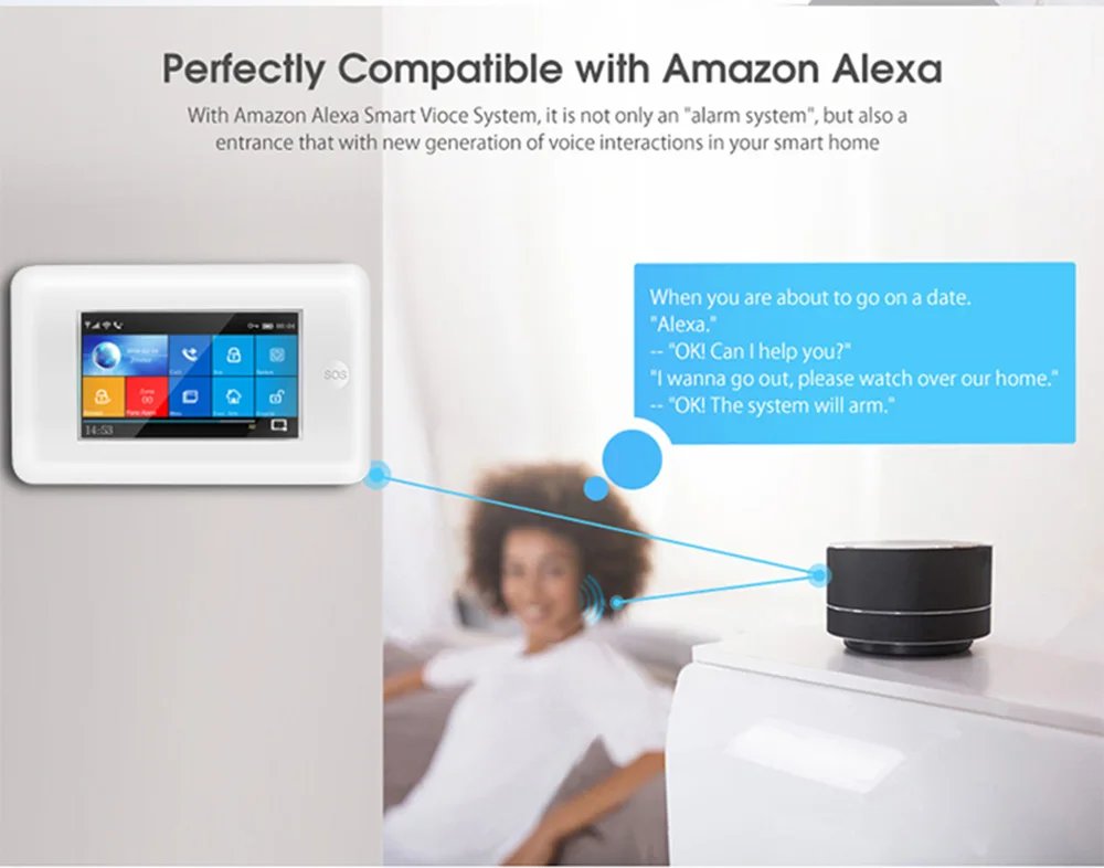 Security Alarms For Home WIFI Wireless - Home Alarm APP Remote Control Compatible With Alexa House Alarm Systems