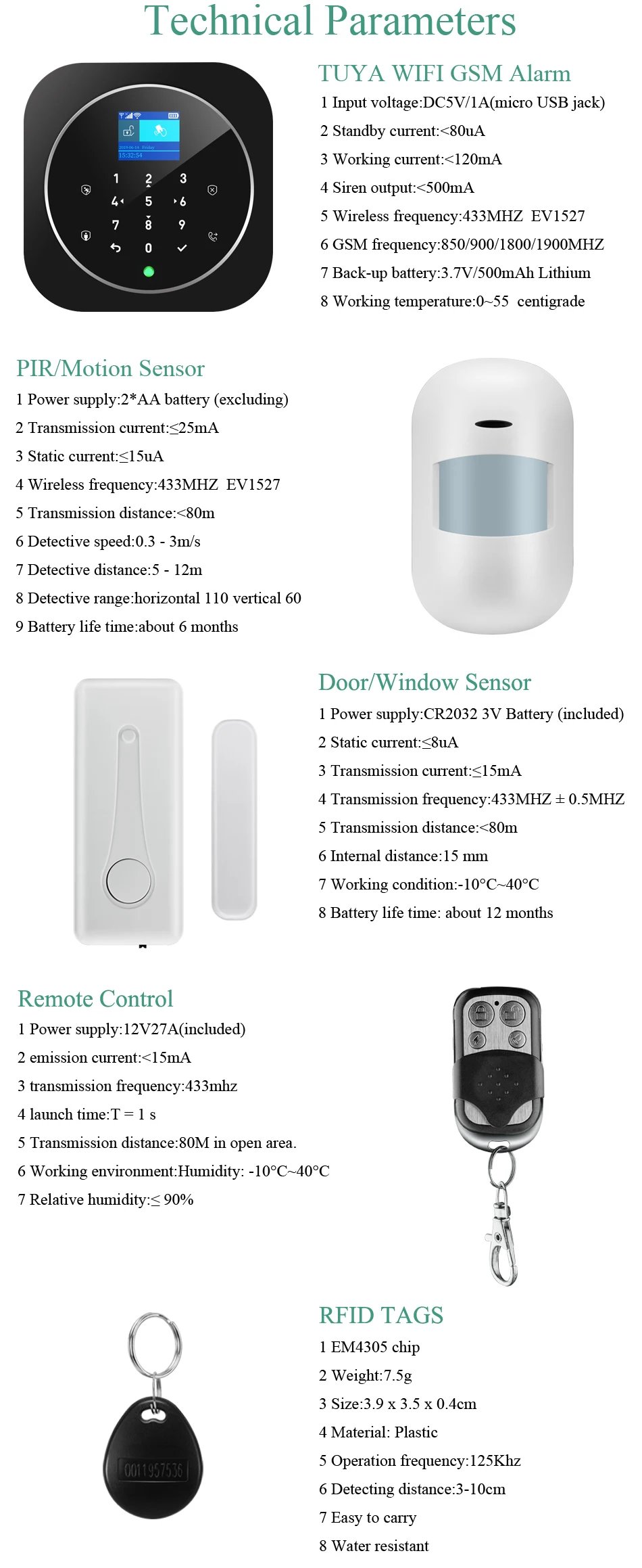 NEW Tuya WIFI W9B Alarm System for Home Burglar Security 433MHz WiFi GSM Alarm Wireless Tuya Smart House App Control