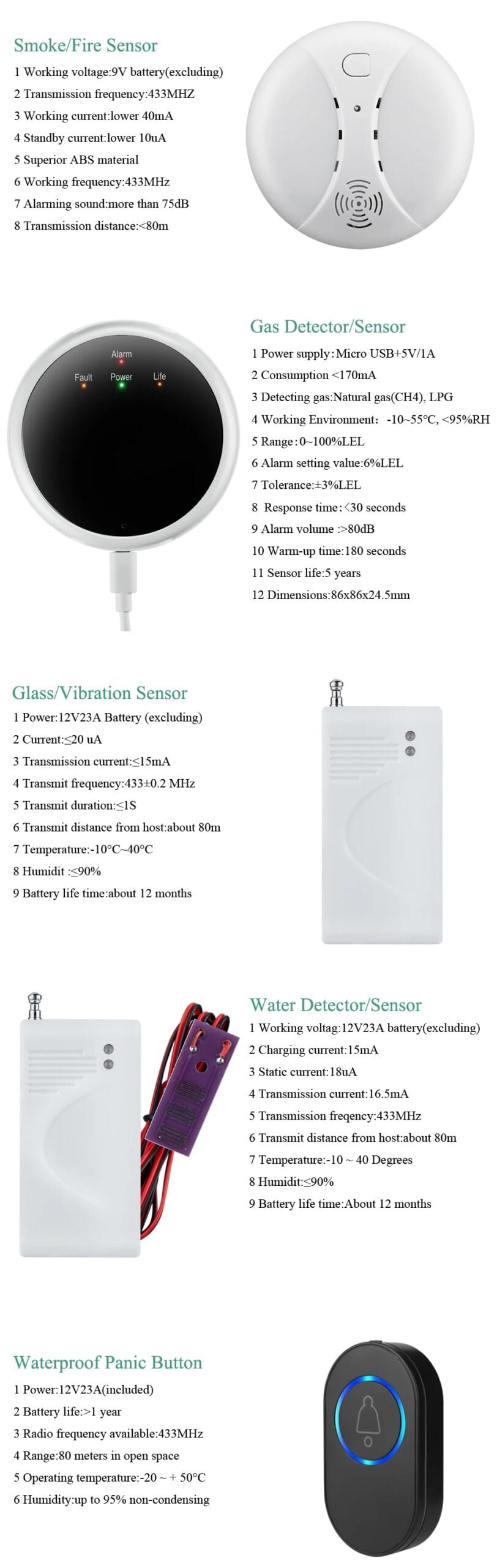 NEW Tuya WIFI W9B Alarm System for Home Burglar Security 433MHz WiFi GSM Alarm Wireless Tuya Smart House App Control