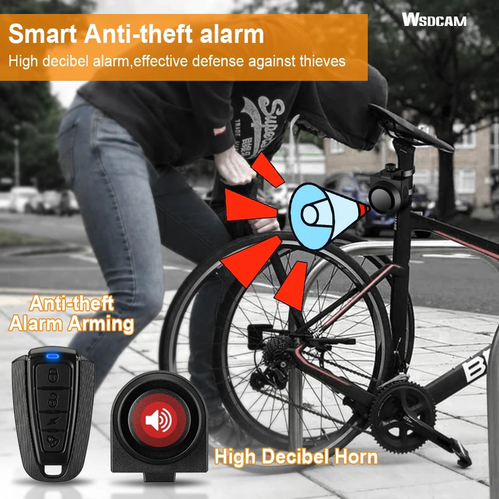 Bike Vibration Alarm Wireless - Motorcycle Alarm USB Charge Security Vibration Warning Alarm System Bike Anti Lost Reminder