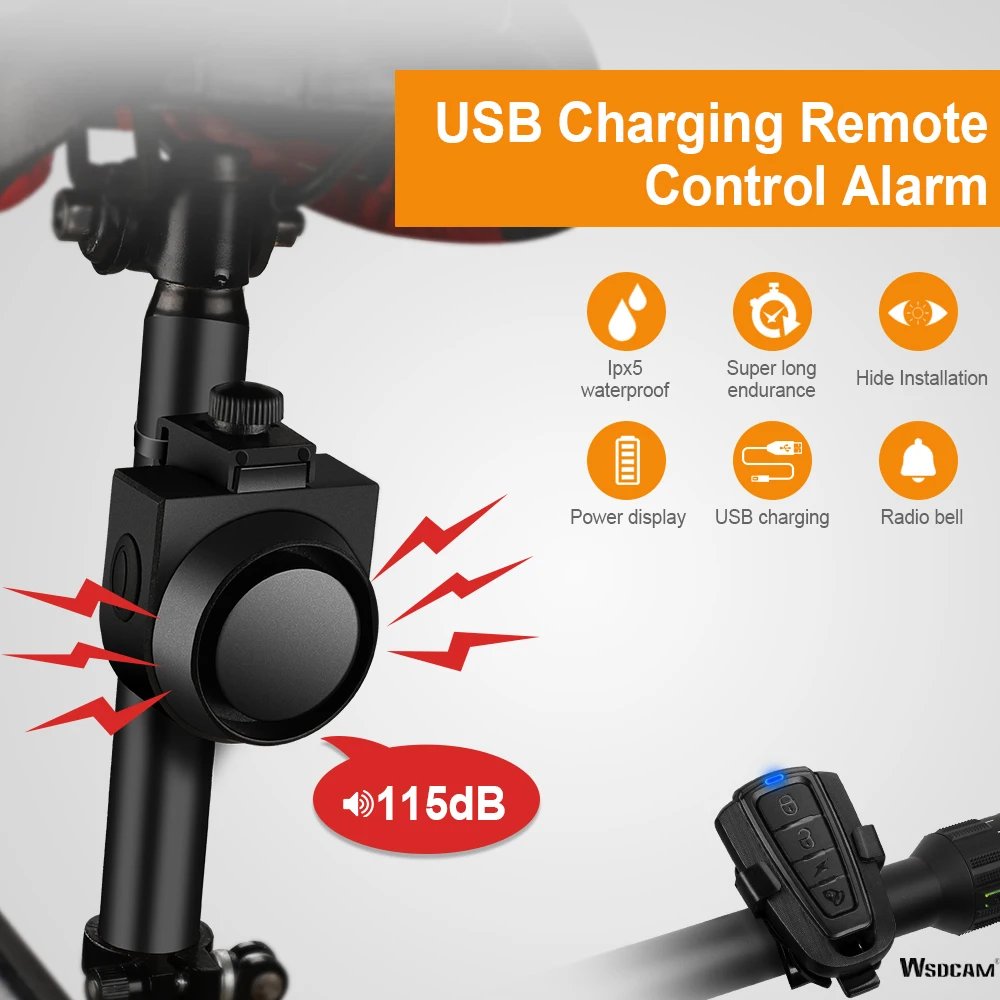 Bike Vibration Alarm Wireless - Motorcycle Alarm USB Charge Security Vibration Warning Alarm System Bike Anti Lost Reminder