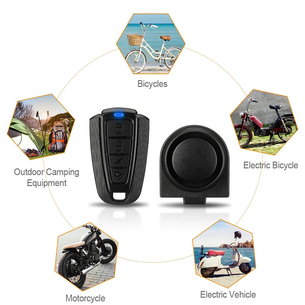 Bike Vibration Alarm Wireless - Motorcycle Alarm USB Charge Security Vibration Warning Alarm System Bike Anti Lost Reminder