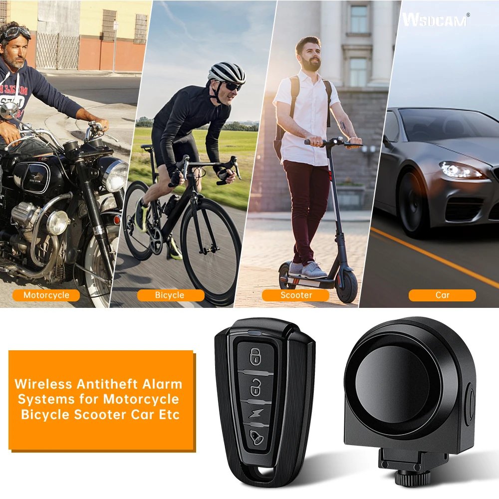 Bike Vibration Alarm Wireless - Motorcycle Alarm USB Charge Security Vibration Warning Alarm System Bike Anti Lost Reminder