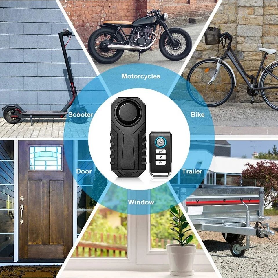 ELECTOP Wireless Bicycle Alarm - Remote Control Waterproof 110dB Anti-Theft Electric Motorcycle Scooter Bike Security Protection