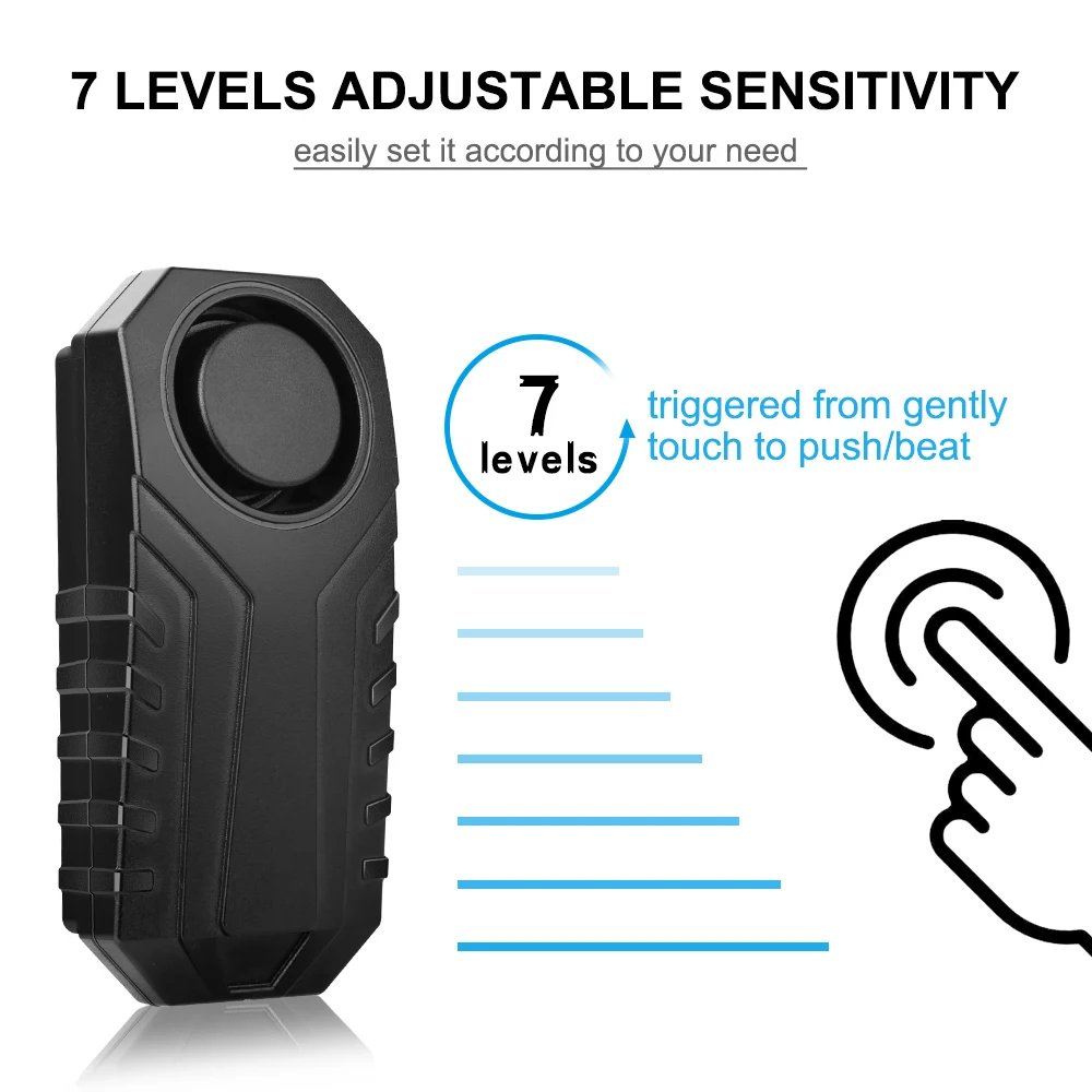 ELECTOP Wireless Bicycle Alarm - Remote Control Waterproof 110dB Anti-Theft Electric Motorcycle Scooter Bike Security Protection