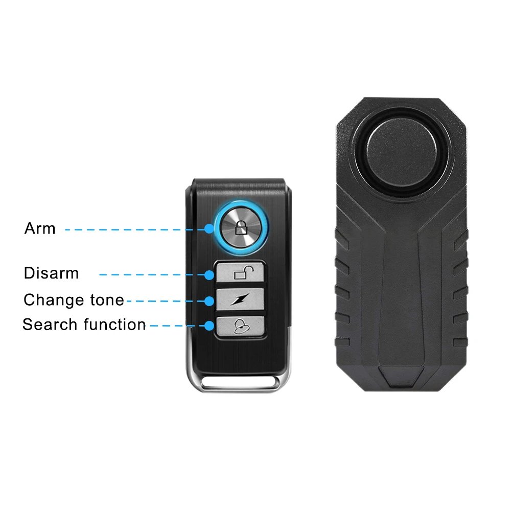 ELECTOP Wireless Bicycle Alarm - Remote Control Waterproof 110dB Anti-Theft Electric Motorcycle Scooter Bike Security Protection