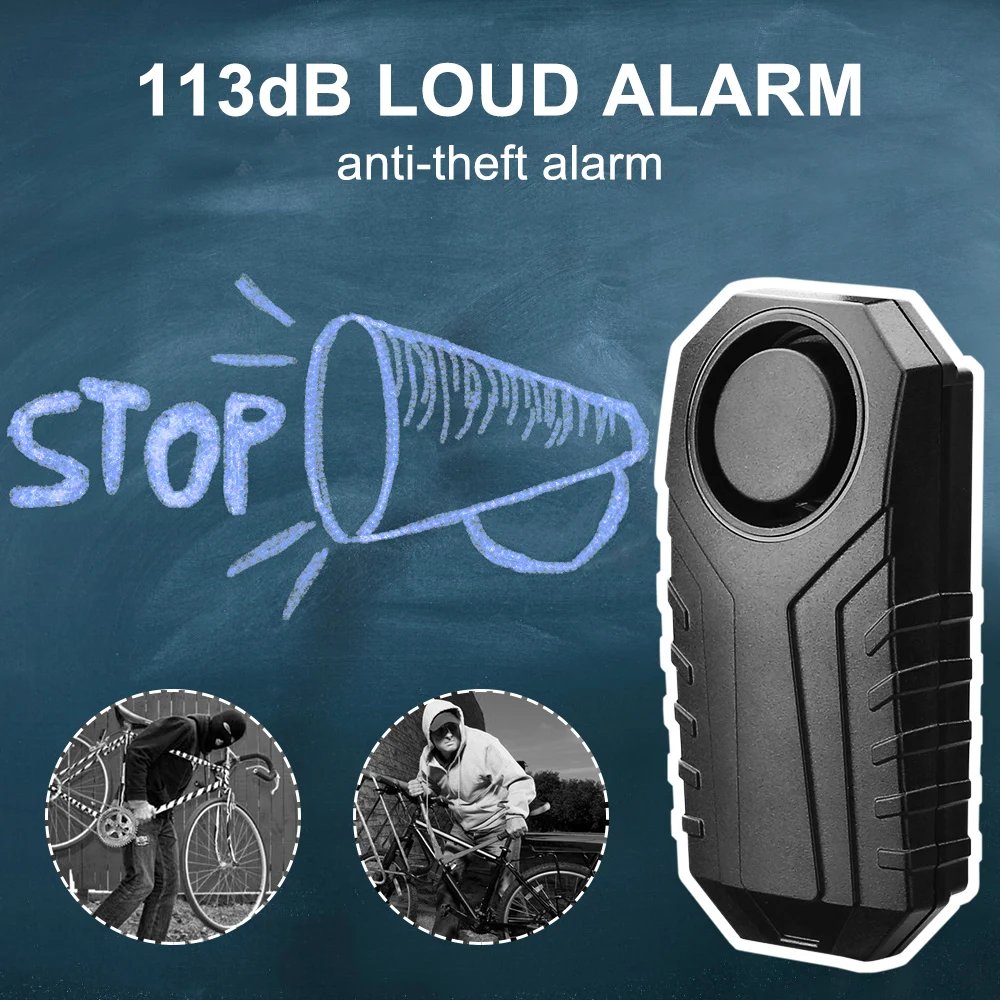 ELECTOP Wireless Bicycle Alarm - Remote Control Waterproof 110dB Anti-Theft Electric Motorcycle Scooter Bike Security Protection