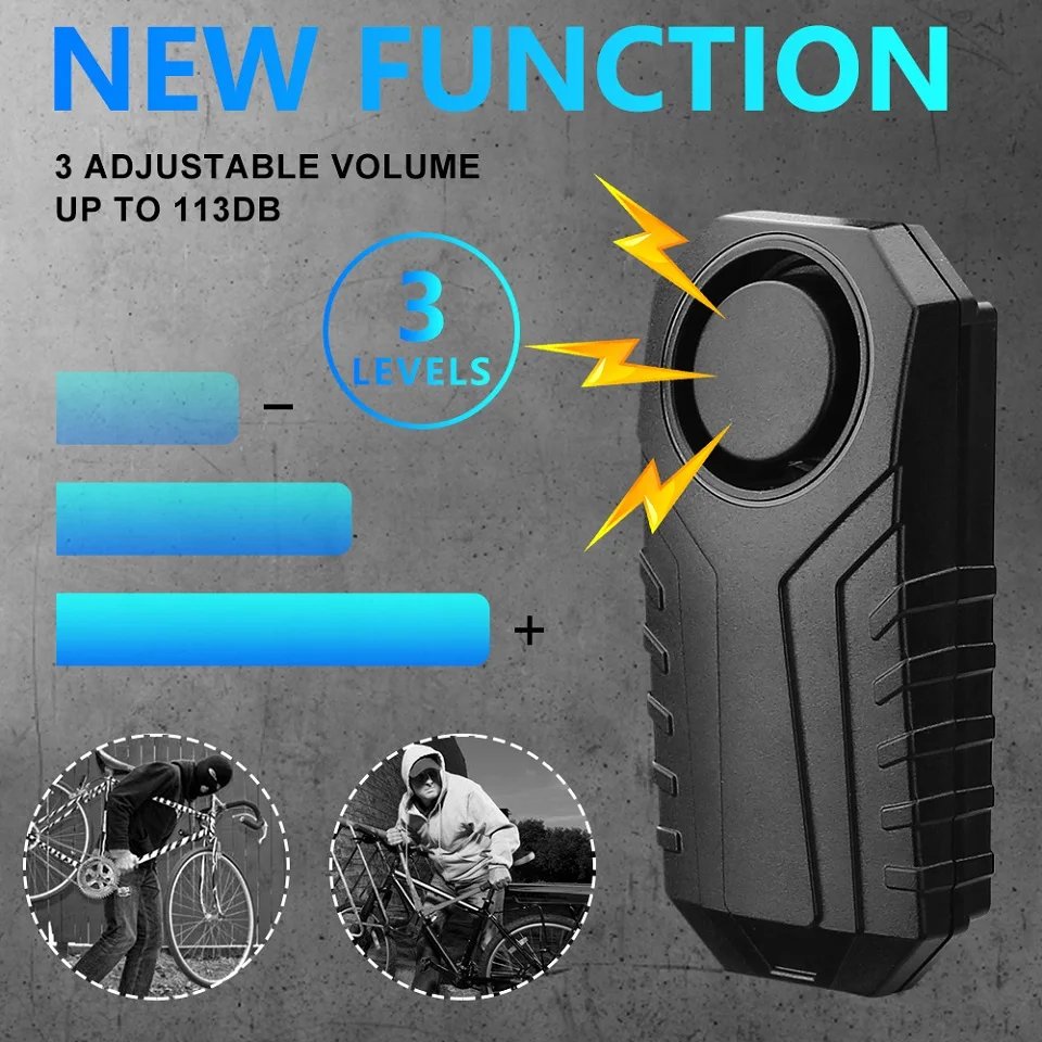ELECTOP Wireless Bicycle Alarm - Remote Control Waterproof 110dB Anti-Theft Electric Motorcycle Scooter Bike Security Protection