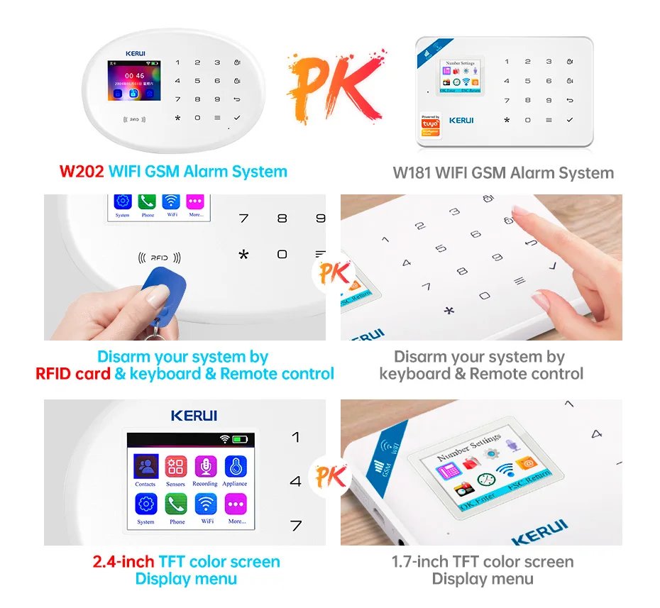 WIFI GSM Alarm System Smart Home Security - Buglar RFID APP Wireless Motion Door Sensor Detector IP Camera Siren Alexa