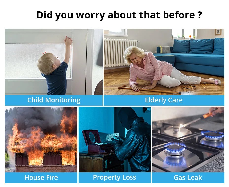 WIFI GSM Alarm System Smart Home Security - Buglar RFID APP Wireless Motion Door Sensor Detector IP Camera Siren Alexa