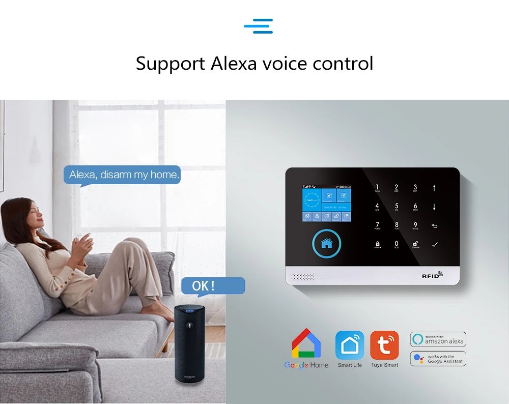 Alarm System With Motion Sensor - IP Camera Wireless Smart Home Security Support Alexa
