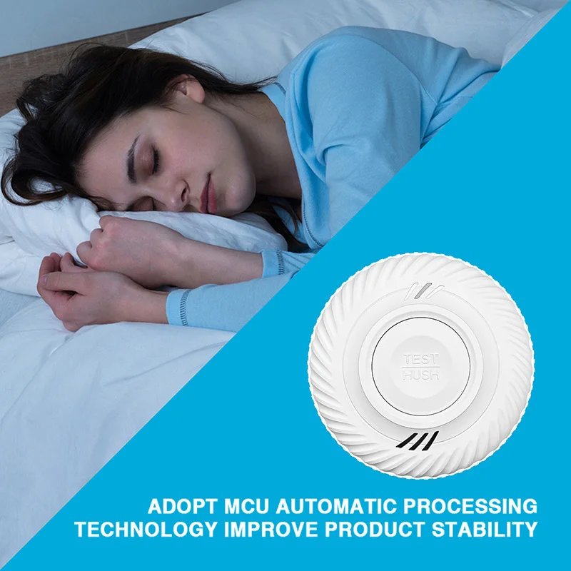 Wireless Interlinked Smoke Detector - 433MHz Connect Sensor Cover Home Fire Sound Alarm