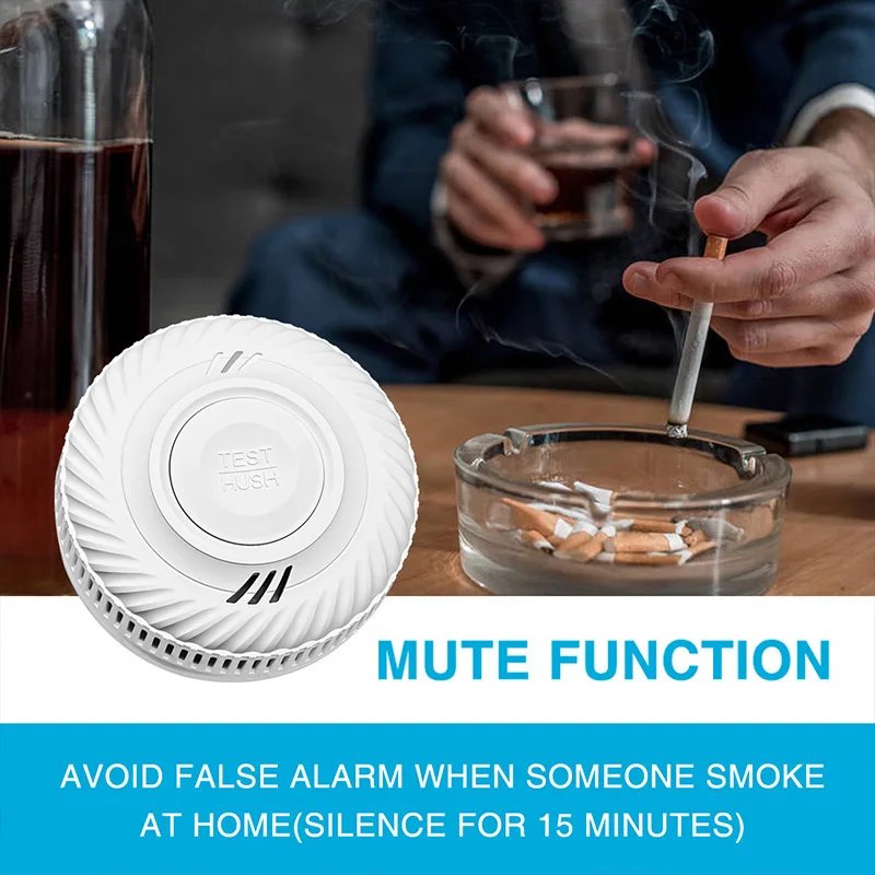 Wireless Interlinked Smoke Detector - 433MHz Connect Sensor Cover Home Fire Sound Alarm