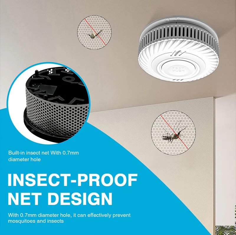 Wireless Interlinked Smoke Detector - 433MHz Connect Sensor Cover Home Fire Sound Alarm