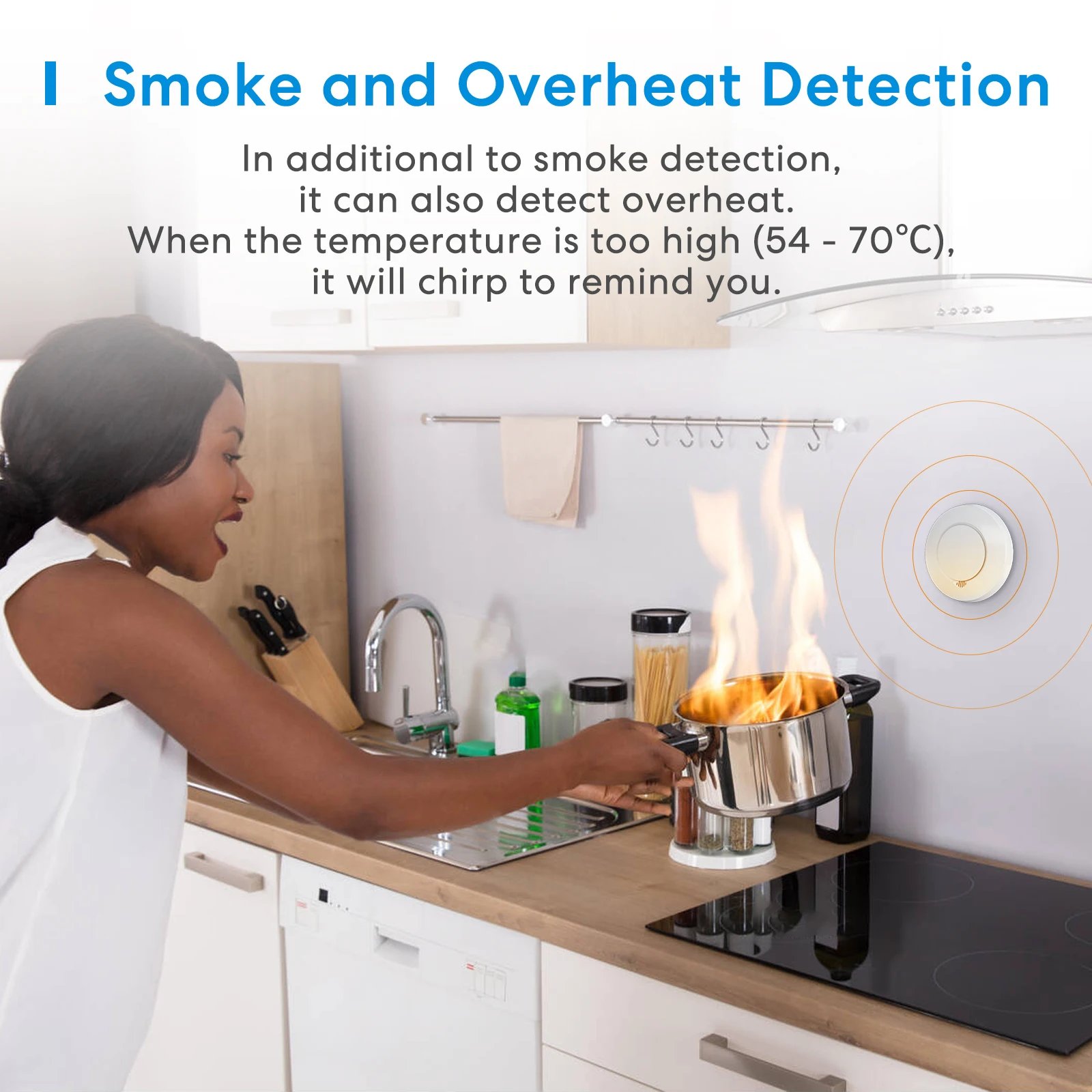 Meross Homekit Smart Smoke Detector - Sound Alert Wifi Wireless Fire Alarm Monitor For Apple HomeKit APP Remote With SmartThings