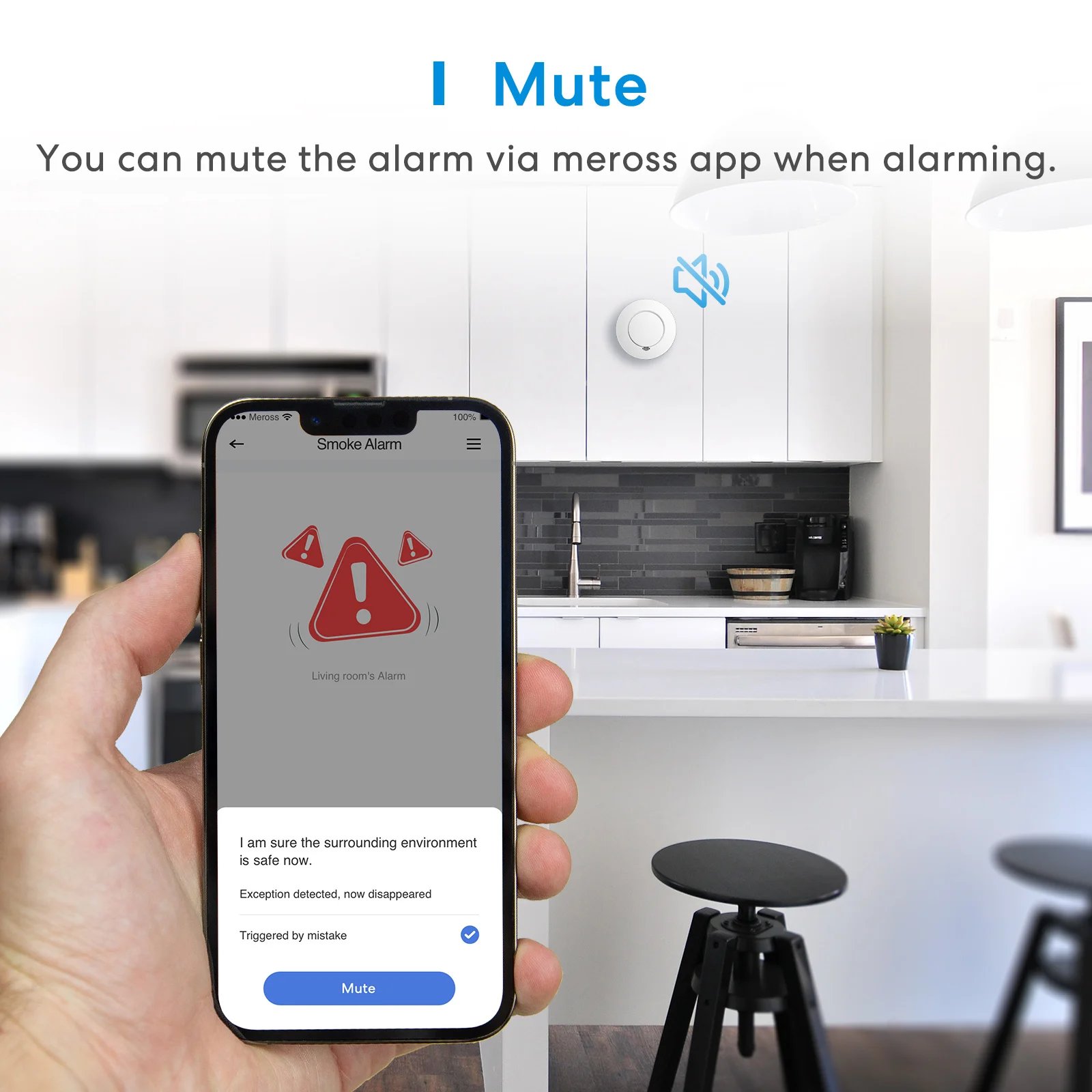 Meross Homekit Smart Smoke Detector - Sound Alert Wifi Wireless Fire Alarm Monitor For Apple HomeKit APP Remote With SmartThings