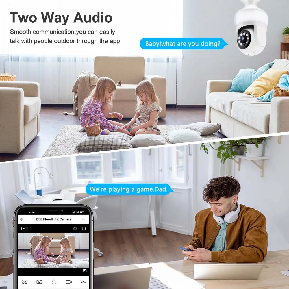 2K 3MP Bulb Camera Garden Lamp 800Lumen LED Color Night CCTV Surveillance Camera Mini WiFi IP Camera 2K 3MP Bulb Camera Garden Lamp 800Lumen LED Color Night CCTV Surveillance Camera Mini WiFi IP Camera