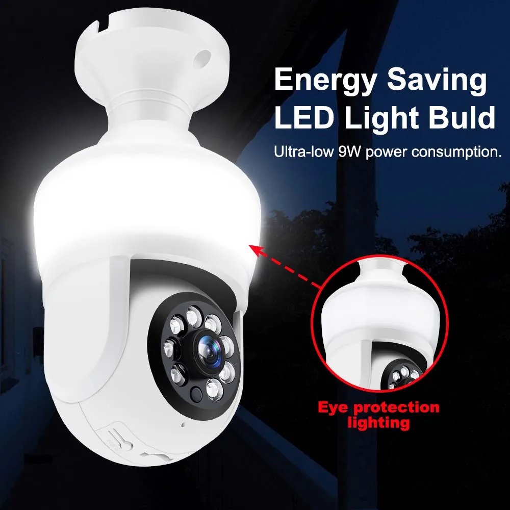 2K 3MP Bulb Camera Garden Lamp 800Lumen LED Color Night CCTV Surveillance Camera Mini WiFi IP Camera 2K 3MP Bulb Camera Garden Lamp 800Lumen LED Color Night CCTV Surveillance Camera Mini WiFi IP Camera