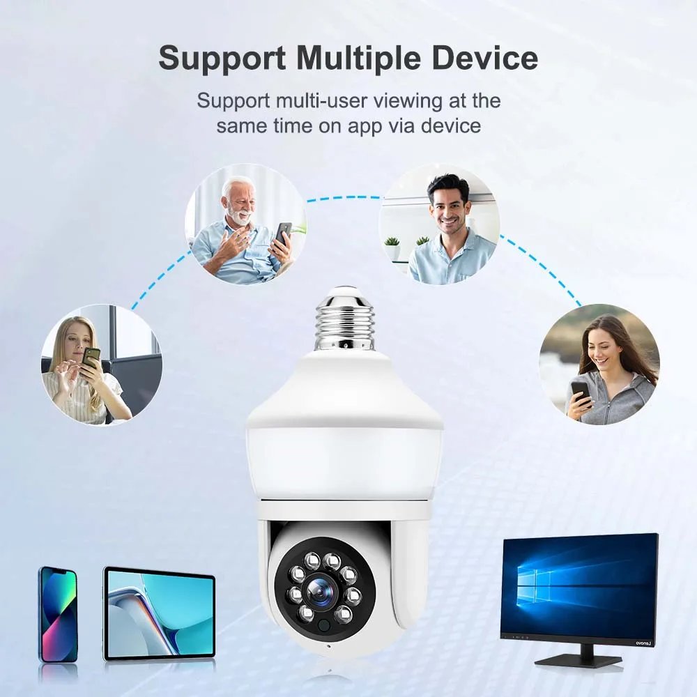 2K 3MP Bulb Camera Garden Lamp 800Lumen LED Color Night CCTV Surveillance Camera Mini WiFi IP Camera 2K 3MP Bulb Camera Garden Lamp 800Lumen LED Color Night CCTV Surveillance Camera Mini WiFi IP Camera