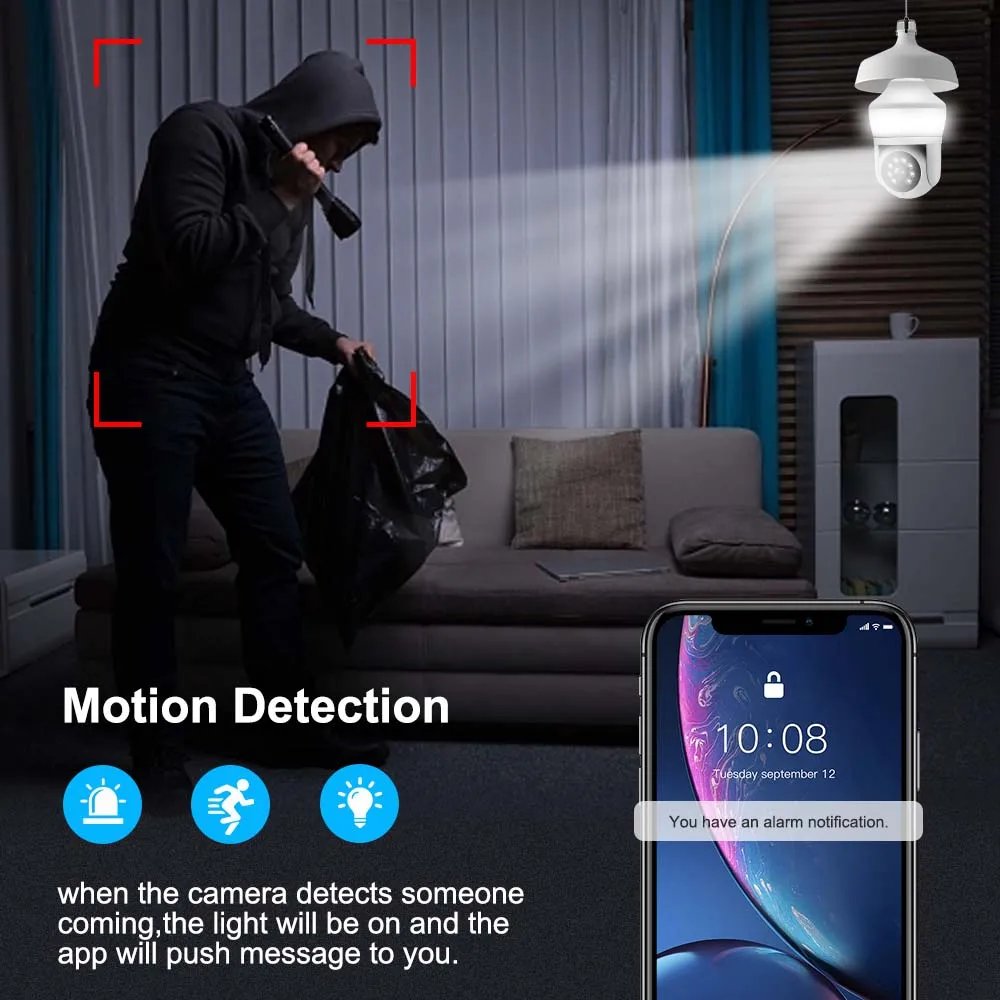 2K 3MP Bulb Camera Garden Lamp 800Lumen LED Color Night CCTV Surveillance Camera Mini WiFi IP Camera 2K 3MP Bulb Camera Garden Lamp 800Lumen LED Color Night CCTV Surveillance Camera Mini WiFi IP Camera