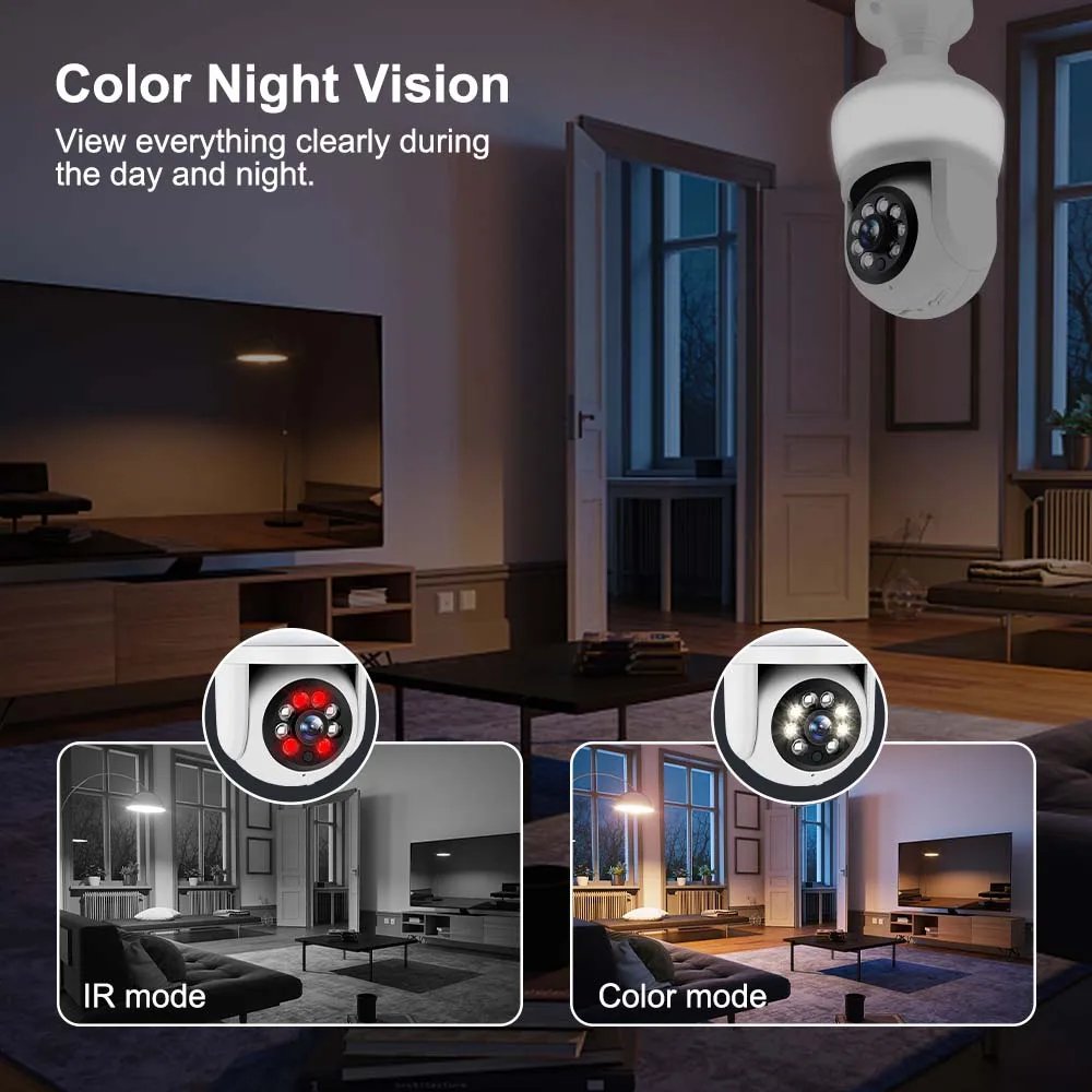 2K 3MP Bulb Camera Garden Lamp 800Lumen LED Color Night CCTV Surveillance Camera Mini WiFi IP Camera 2K 3MP Bulb Camera Garden Lamp 800Lumen LED Color Night CCTV Surveillance Camera Mini WiFi IP Camera