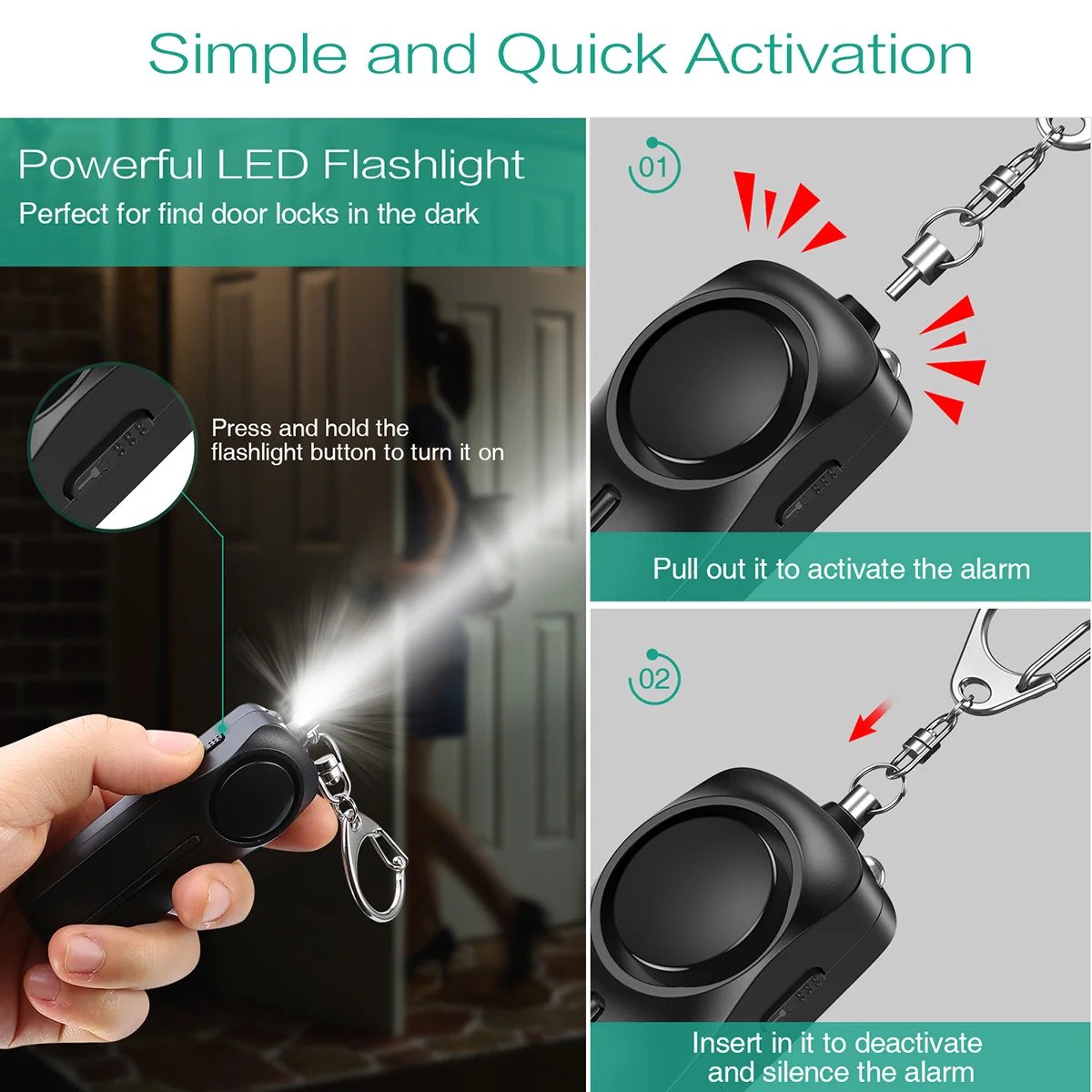 Personal Safety Alarm 130dB - Loud Emergency Keychain for Women, Children, and Self Defense